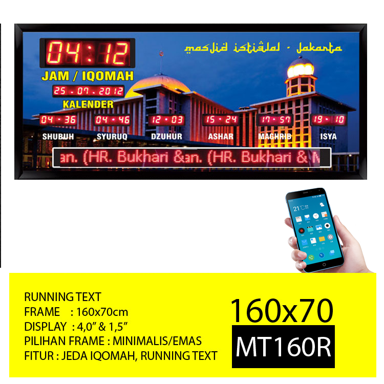 Jam Masjid Digital Running Text MT 160R