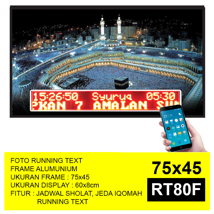 Jam Masjid Digital Tipe Running Text RT 80F